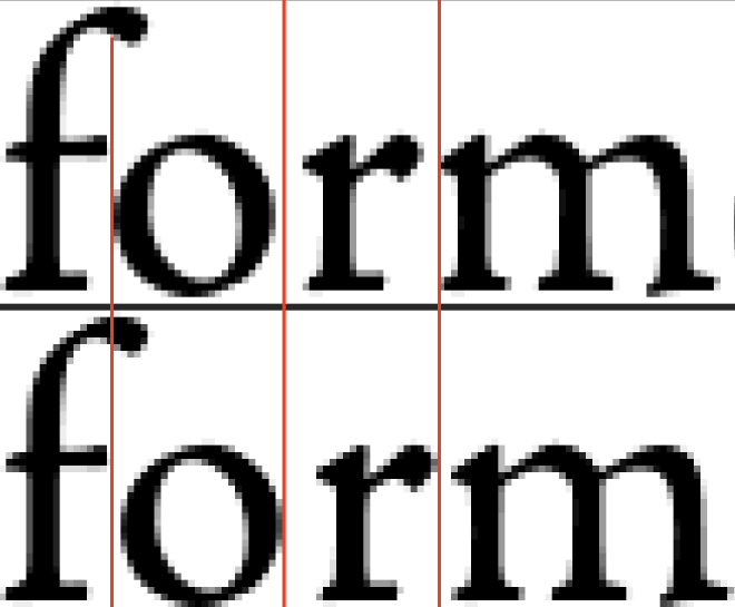 kerning sample closeup.